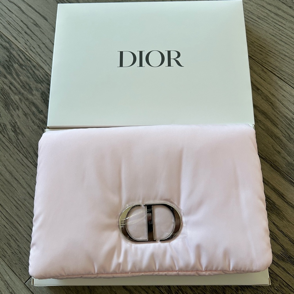 Dior Soft Pink Pouch with Silver Emblem